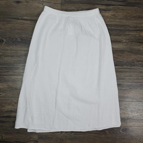 J.Crew Factory Muslin White Midi Skirt XS NWT Lightweight Slit Hem Summer Cotton - Picture 3 of 5